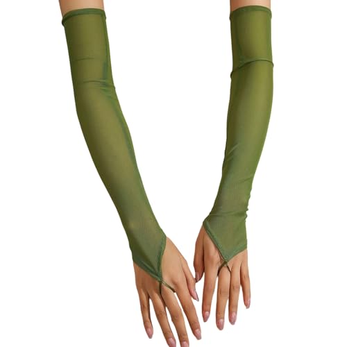 FACAILUO Seethrough Full Length Gloves Sheer Fingerless Arm Sleeves for Women Stage and Party Fashion Styling Wedding Gloves