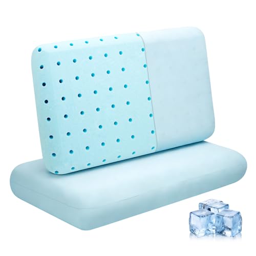 Image of HIMOON Cooling Memory Foam Pillow, Bed Pillow for Sleeping, Standard Size, Breathable Memory Foam, Premium Support with Washable Cover for Back, Side and Stomach Sleepers (2 Packs)