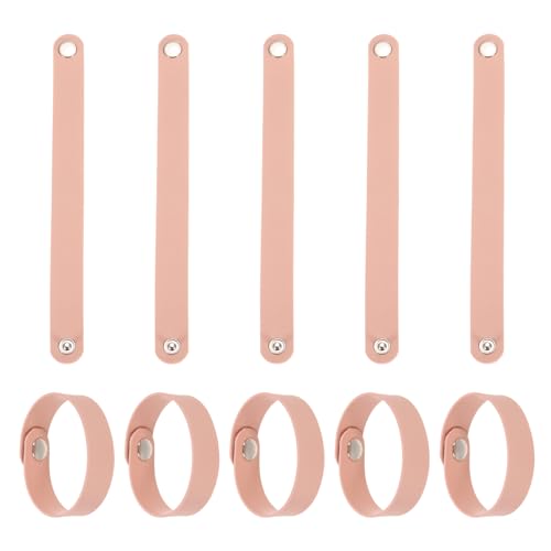 sourcing map 10 pulseras de cuero liso, pulseras de cuero ajustables en blanco,...