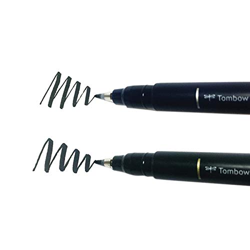 Tombow 62038 Fudenosuke brush pen with soft and hard tip, black, 2 pieces