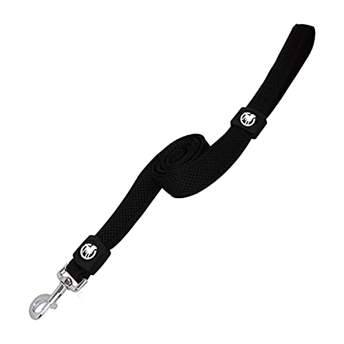 DDOXX Hundeleine Air Mesh 120 cm | Hand-Schlaufe | für kleine & große Hunde | viele Farben & Größen | Leine Hund | Führ-Leine klein | Lauf-Leine Welpen-Leine groß | Schwarz, M Cover