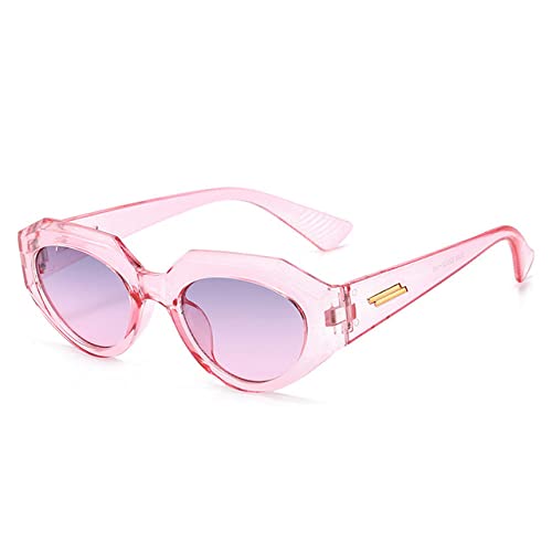 Lunettes de soleil punk ovale protection UV400 totale monture légère vintage rose et graypink