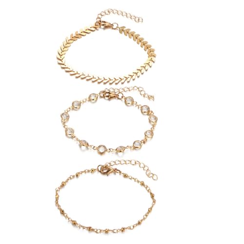 LIXSAZSE Bracelets de cheville en or confortables, finition soignée, pour peaux sensibles, adaptés à un usage quotidien, YANODA, 3 pièces, bijoux de pied en or