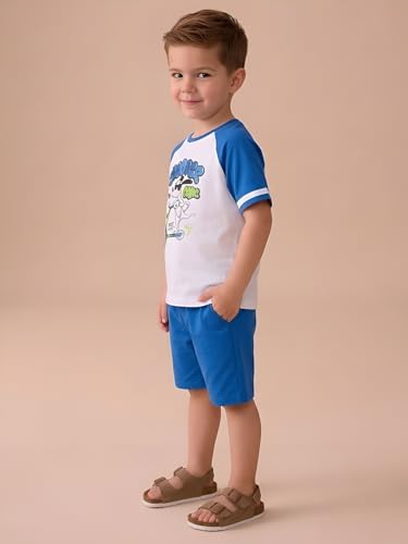 Image of POLKA TOTS 100% Pure Cotton T-Shirt and Shorts Combo For Boys | Summer Dress & Beach Wear for Boys and Toddlers | Breathable Premium Fabric Co-Ord Set Kids | Relaxed Fit Casual Summer Outfit for Kids