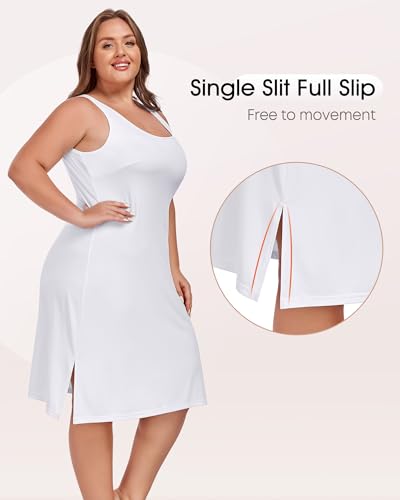 Image of MANCYFIT Plus Size Slip for Women Under Dress Full Slip Tank Top Dress Wide Straps Nightgown