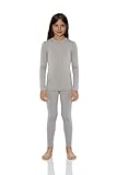 Rocky Thermal Underwear for Girls Cotton Knit Thermals Kids Base Layer Long John Pajamas Set (Grey - Small)