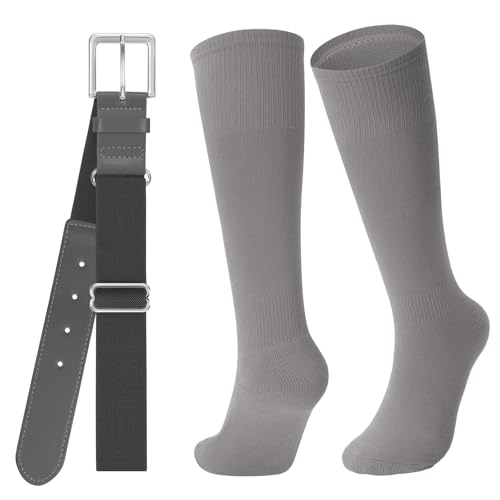 Image of Baseball Socks and Belt for Youth Adult Softball Socks Combo Elastic Waist Belt for Men Kids Boys Girls Women JASGOOD