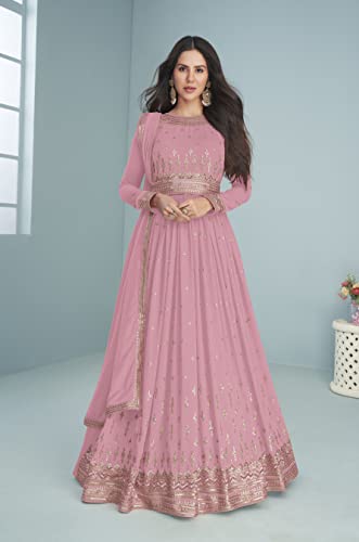 Image of ZUVAANYA Ready To Wear Indian /Pakistani Party Wear Women's Embroidery Faux Georgette Anarkali Floral Gown For Women