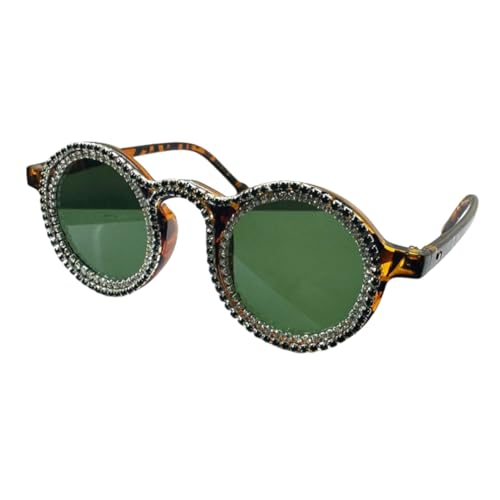 Lunettes de soleil rondes pour femmes avec protection UV400 au fini brillant tendance