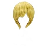 PWEINCY Kurapika Cosplay Wig, Short Blonde with Bangs for Halloween Xmas Party Costume, Blonde