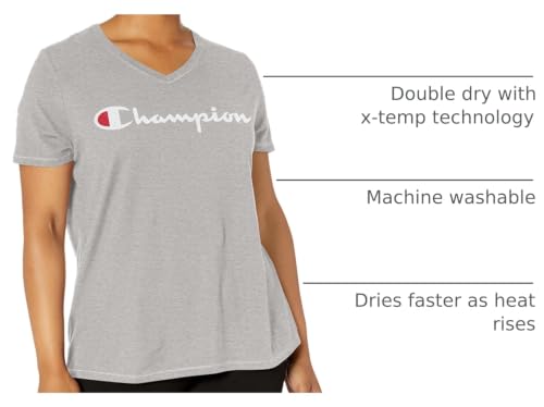 Champion womens Plus Jersey V-neck Tee, Script Logo T Shirt, Oxford Gray-y07245, 3X-Large US - image 4