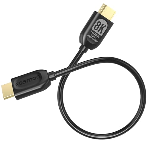 Fosmon 8K HDMI Cable 1FT HDMI 2.1 Cord 48Gbps 8K@60Hz 4K@120Hz Compatible with TV UHD HDTV Streaming Soundbar Laptop PC Monitor Projector Blu-ray PS5 Xbox Nintendo Switch Gaming, Support eARC HDR HDCP | Compatible with PS5, Xbox Series X, Gaming PC, 