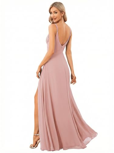 Robe demoiselle d'honneur fendue en mousseline col V Ever-Pretty ES0128B