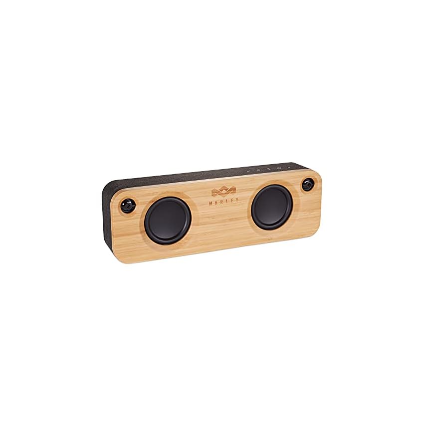 enceinte bluetooth portable get together de house of marley connexion sans fil, remplit la pièce, entrée auxiliaire 3,5 mm, 10 heures, flux depuis iphone ipad samsung & autres sig black