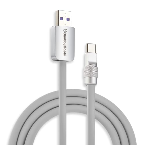 Image of chubbycable Chubby 2.0 Fast Charging Cable Durable Soft Silicone USB C Cable 120W Extra Thick Charger Cord Compatible with iPhone 17-15 Series iPad, Gray, USB-A to Type-C, 4.9FT