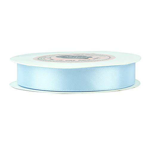 Vatin 5/8 Inch Double Faced Polyester Light Blue/Baby Blue Satin Ribbon -Continuous 25 Yard Spool, Perfect For Wedding Decor, Wreath, Baby Shower,Gift Package Wrapping And Other Projects #TOP2