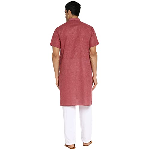 Image of Royal Kurta Mens Linen Half Sleeved Long Ethnic Kurta
