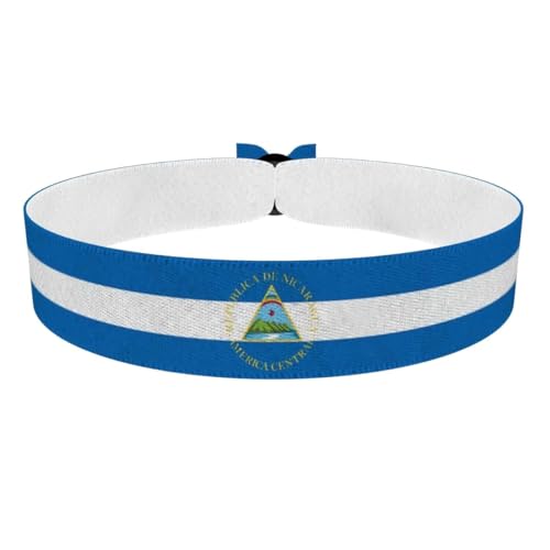 Druck-Palast Bracelet en tissu Nicaragua - Accessoire avec drapeau - Bijou en satin imperméable - Articles pour événements sportifs - Accessoire de mode unisexe - Idées cadeaux et souvenirs du
