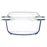LABRIMP Olla Sopera de Vidrio Resistente al Calor 1l con Tapa para Horno y Microondas, Recipiente Apto para Sopa, Cristal Templado Seguro y Apto para Lavavajillas