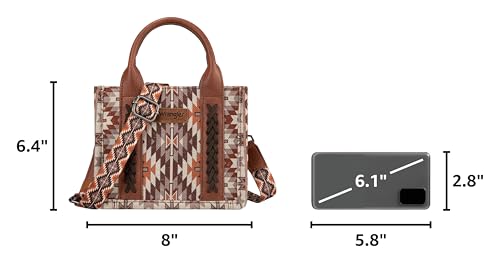Image of Montana West x Wrangler Mini Tote Bag for Women Western Crossbody Purse Aztec Top Handle Handbags