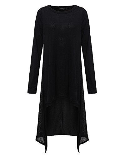 Zanzea Womens Long Sleeve High Low Long Sweater Dress Hoodie Dresses Sweatshirt Pullover Cloak Tunic Tops Black L #TOP4