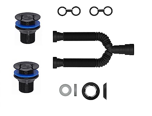 Sifao Duplo Universal Black Com 2 Valvulas 1.1/4 Black P/Tanque Blukit