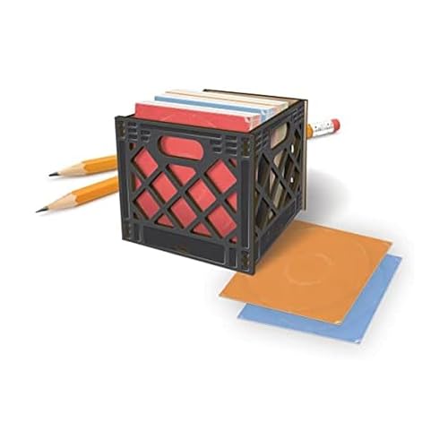 Image of Genuine Fred for THE Record, Milk Crate Notecard Holder, Includes 64 Vinyl-Inspired Note Cards