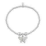 TRINK Brand Butterfly Sterling Silver Beaded Charm Bracelet