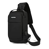 Bolsa Mochila Pochete Transversal Anti Furto impermeável Saída USB Masculina e Feminina Fashion (PRETO)