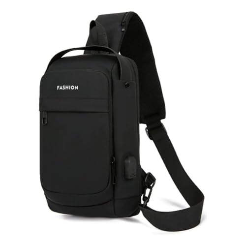 Bolsa Mochila Pochete Transversal Anti Furto impermeável Saída USB Masculina e Feminina Fashion (PRETO)