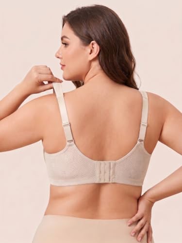 Image of Women's Full Coverage Lightly Padded Bra | Mesh Panel Everyday Comfort Bra | Broad Support Straps | Breathable Soft Fabric Adjustable Straps