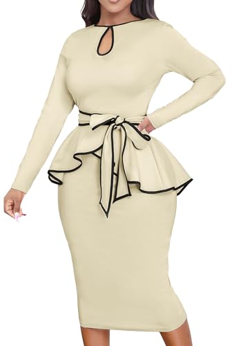 Image of Women's Bodycon Vintage Dresses Elegant Peplum Dresses for Women Business Work Office