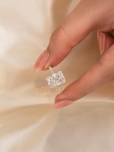 4.5CT Stunning Radiant Cut Engagement Ring for Women,Simulated Diamond Ring,18K White Gold Plated 925 Sterling Silver Promise Ring3