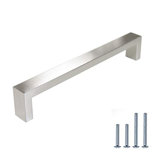 Probrico 10 Piezas Tiradores Cocina Centro del Orificio 192mm Niquel pulido Tiradores Armario Acero Inoxidable Tiradores Muebles, Tornillos incluidos