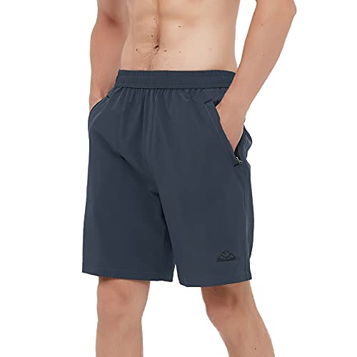 BASUDAM Short de sport léger à séchage rapide pour homme avec poches zippées - gris - Taille L Cover