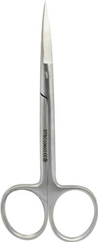 Tijeras estériles de iris STR 115 mm - Tijeras quirúrgicas desechables, cuchillas rectas, acero inoxidable, empaquetadas individualmente