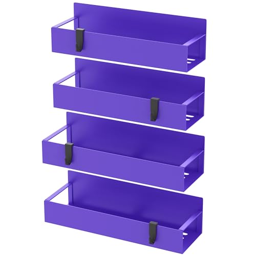 Image of HuggieGems 4 Pack Magnetic Spice Storage Rack Organizer for Refrigerator and Oven, Purple Fridge Organizers and Storage | Magnetic Shelves Heavy Duty for Fridge in Kitchen, Seasoning Storage Organizer, For Oven Washer and Dryer, For Heavier Items