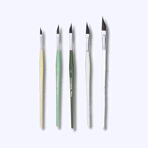 Image of Stationerie Paint Brushes Set Standard SizePetal /Detailing with Brush Holder for Professional Artist Miniature Premium Handmade Paintbrush Set for Acrylic, Watercolor & Gouache Painting Set of 5