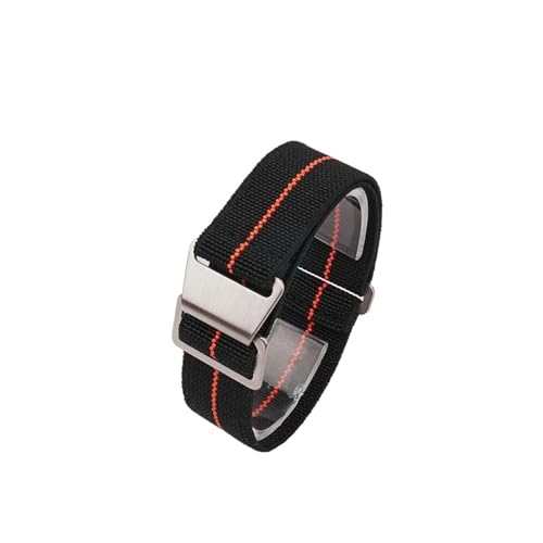 Bracelet montre elastique confortable 20mm anti irritation noir orange