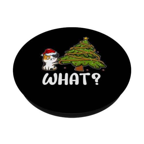 Merry Catmas Cat Christmas PopSockets Swappable PopGrip, Black - Image 2