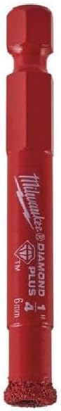 Milwaukee 49-56-0505 Broca de taladro eléctrico abrasivo de una pieza con vástago hexagonal de diamante de 1/4
