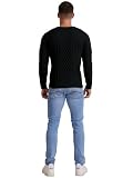 Hisir Herren Winter Pullover Dicke Kabelstrick Lässig Rundhals Warm Langärmelig Sweater Strickpullover Rundhals Pulli Männer (schwarz, XL)