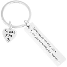 Kivosliviz Therapist Keychain Speech Language Pathologist Jewelry Thank You for Helping Me Fine Mine Voice Keychain