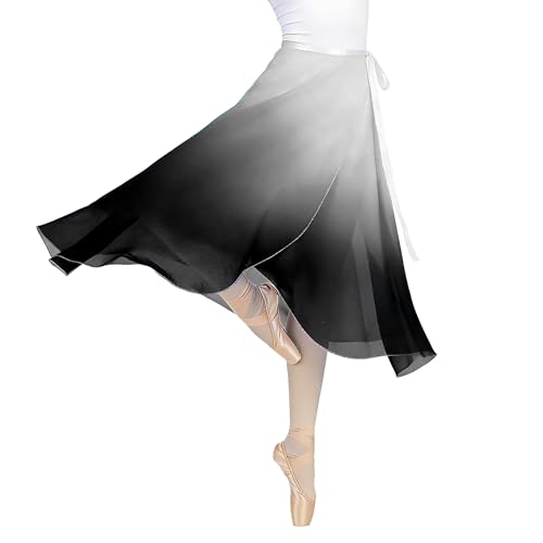 Baisdan Women Ballet Wrap Skirt Chiffon Sheer Long Ballet Dance Skirt Dancewear White Black
