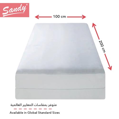 SANDY Latex Premium Waterproof Mattress Protector with Perfect Fit All Around Elastics Deep Pocket Up to 32cm, Hypoallergenic, Breathable and Dust Mite Protecting, (100X200), White