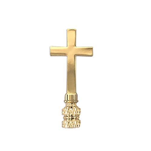 Image of Royal Designs, Inc. Cross Lamp Finial, Medium Polished Brass, Decorative Replacement Finial for Table or Floor Lamps, Set of 2