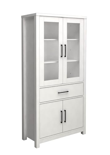 S & S Saldos y Stocks Aparador Vitrina 4 Puertas DN, Blanco 180x90 cm