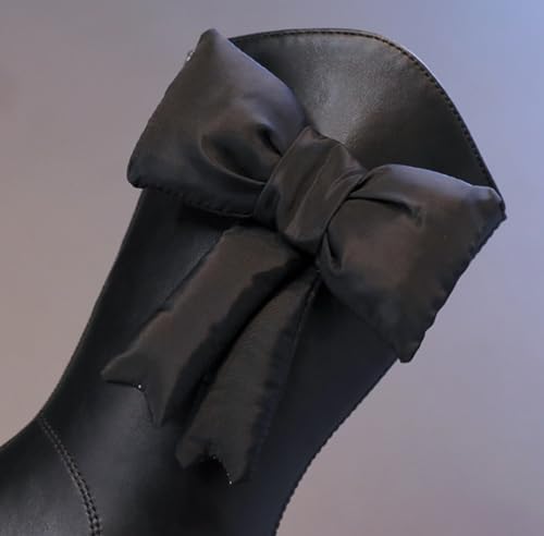 Girl's Waterproof Boots Bowknot back Zipper Warm Winter Mid Calf Booties for Toddler/Little Kid3
