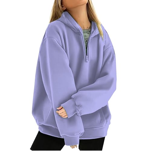 Quarter Zip Pullover Women丨Oversized Pockets Hoodies Trendy Outfits For Women 2025 Cute Fashion Casual Sweatshirts