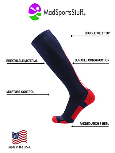 Madsportsstuff Patriot Stars And Stripes Usa Flag Over The Calf Socks (Navy/Red/White 2.0, Medium) #TOP2